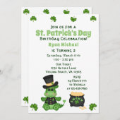 かわいいドラゴン少年セントパトリックデーの誕生日 招待状 (正面/裏面)