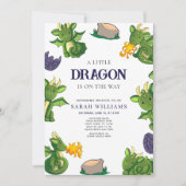 かわいいドラゴン登場！ ジェンダー中立のシャワー 招待状 (正面)