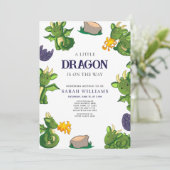 かわいいドラゴン登場！ ジェンダー中立のシャワー 招待状 (スタンド正面)