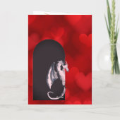 かわいいドラゴン赤いハート娘バレンタインデー カード (裏面)