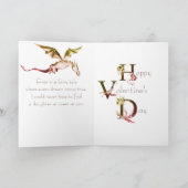 かわいいドラゴン赤いハート娘バレンタインデー カード (内部)