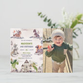 かわいいドラゴン2nd誕生日パーティー写真 招待状 (スタンド正面)