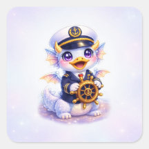 かわいいドラゴン・アヒル船長ステッカー