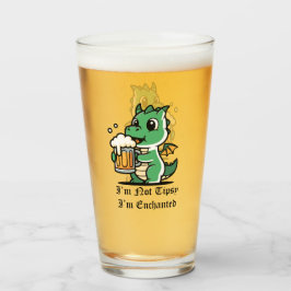 かわいいドラゴン ビールを飲む タンブラーグラス