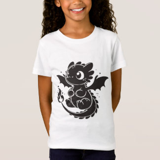 かわいいドラゴン ミニマリストブラックイラストTシャツ Tシャツ
