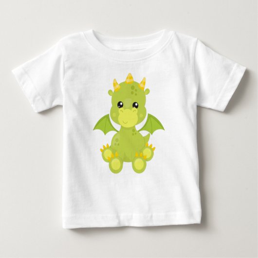 かわいいドラゴン，緑のドラゴン，リトルドラゴン，魔法 ベビーTシャツ (正面)