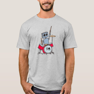 かわいいドラマーのロボットTシャツ Tシャツ