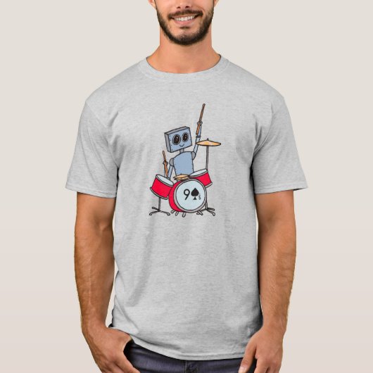 かわいいドラマーのロボットTシャツ Tシャツ (正面)