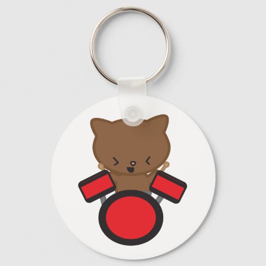 かわいいドラマー猫キーチェーン キーホルダー (正面)
