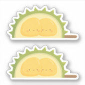 かわいいドリアン果実 ハグする種のイラスト シール (正面)
