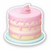かわいいドリップピンクケーキ絵文字 シール (正面)
