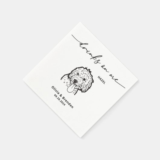 かわいいドリンクオンマイペット顔ドッグ結婚ズ スタンダードカクテルナプキン (角)