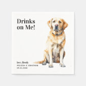 かわいいドリンク私の黄色いラブラドール結婚犬 スタンダードカクテルナプキン (正面)