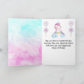 かわいいドリーミーユニコーンレインボークラウドハッピーバースデー カード (内部)