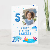 かわいいドルフィンシーアニマルズ写真誕生日 カード (正面)