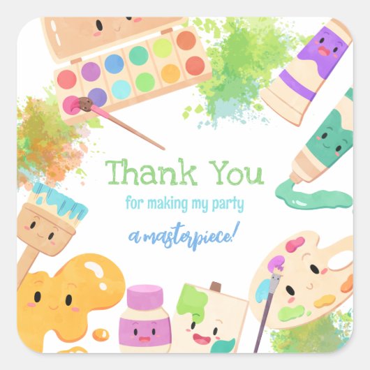 かわいいドレスのために混乱アートパーティーありがとう スクエアシール (正面)