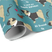 かわいいドレスアップパグ誕生日 ラッピングペーパー (ロールコーナー)