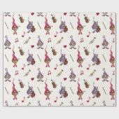 かわいいドワーフミュージシャンがホリデーコンサートを開催する ラッピングペーパー (フラット)