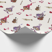 かわいいドワーフミュージシャンがホリデーコンサートを開催する ラッピングペーパー (角)