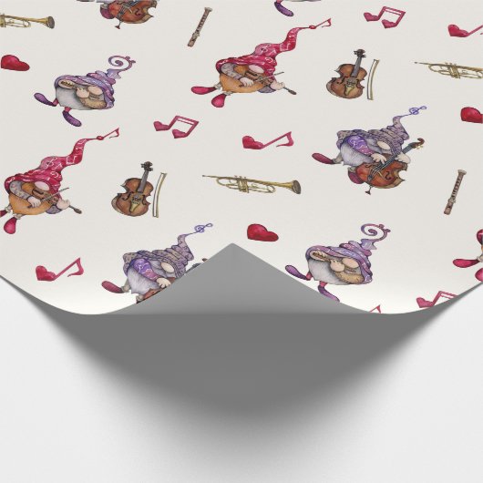 かわいいドワーフミュージシャンがホリデーコンサートを開催する ラッピングペーパー (角)