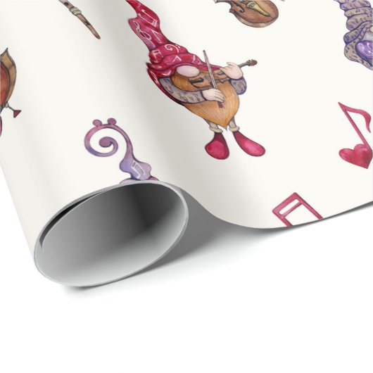 かわいいドワーフミュージシャンがホリデーコンサートを開催する ラッピングペーパー (ロールコーナー)