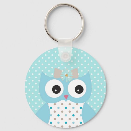 かわいいドーティブルーフクロウパーソナライズされたアート キーホルダー (裏面)