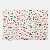 かわいいドードルお洒落クリスマスホリデーハンドドロッド キッチンタオル (横)