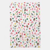 かわいいドードルお洒落クリスマスホリデーハンドドロッド キッチンタオル (縦)