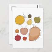 かわいいドードルアートフルーツコレクション ポストカード (正面/裏面)