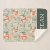 かわいいドードルキツネフォレストウッドランドパターン シェルパブランケット (正面(横))