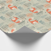 かわいいドードルキツネフォレストウッドランドパターン ラッピングペーパー (角)