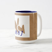 かわいいドードルハートカップルモノグラ航海のム贈り物 ツートーンマグカップ (正面右)