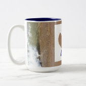 かわいいドードルハートカップルモノグラ航海のム贈り物 ツートーンマグカップ (左)