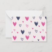 かわいいドードルハートパターンピンクバレンタインデー ノートカード (裏面)
