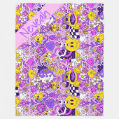 かわいいドードルヒッピースタイル漫画 フリースブランケット (正面)