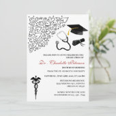 かわいいドードルメディカルドクター卒業パーティー 招待状 (スタンド正面)