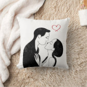 かわいいドードルラブハートロマンチックなカップルキス クッション (ブランケット)