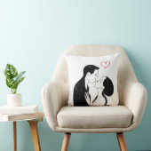かわいいドードルラブハートロマンチックなカップルキス クッション (椅子)