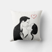 かわいいドードルラブハートロマンチックなカップルキス クッション (裏面)
