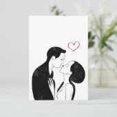 かわいいドードルラブハートロマンチックなカップルキス サンキューカード (スタンド正面)