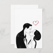 かわいいドードルラブハートロマンチックなカップルキス サンキューカード (正面/裏面)