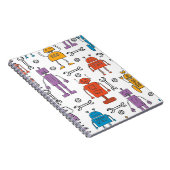 かわいいドードルロボット。シームレスなパターン。漫画のキャラクター ノートブック (右側)