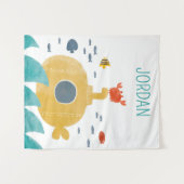 かわいいドードル潜水艦 |エクスプローラ タペストリー (正面(横))