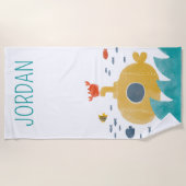 かわいいドードル潜水艦 |エクスプローラ ビーチタオル (正面)