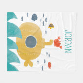 かわいいドードル潜水艦 |エクスプローラ フリースブランケット (正面(横))