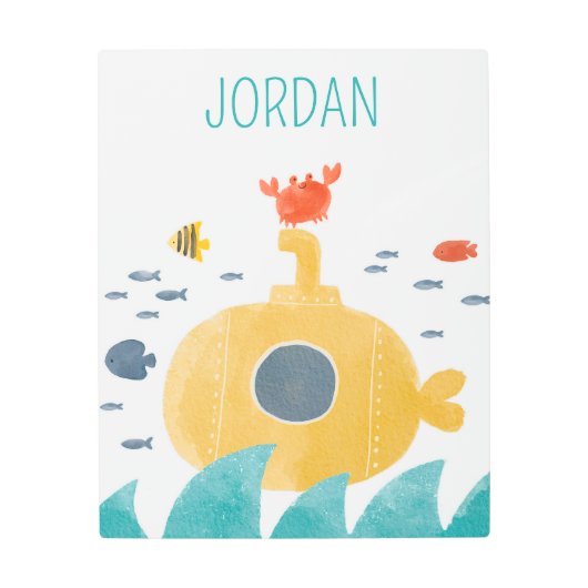 かわいいドードル潜水艦 |エクスプローラ メタルプリント (正面)