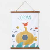 かわいいドードル潜水艦 |エクスプローラ 吊り下げ型タペストリー (正面)