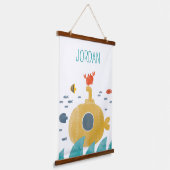 かわいいドードル潜水艦 |エクスプローラ 吊り下げ型タペストリー (傾斜あり)