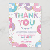 かわいいドーナツがドーナツ誕生日パーティー  サンキューカード (正面/裏面)