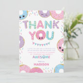 かわいいドーナツが誕生日パーティー サンキューカード (スタンド正面)